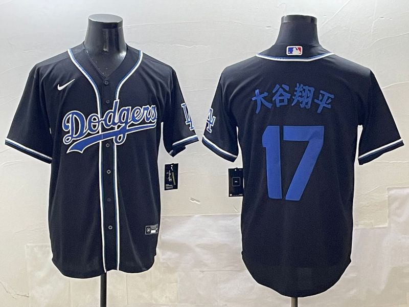 Men Los Angeles Dodgers 17 Ohtani Black blue Three generations Nike 2025 MLB Jersey style 14
